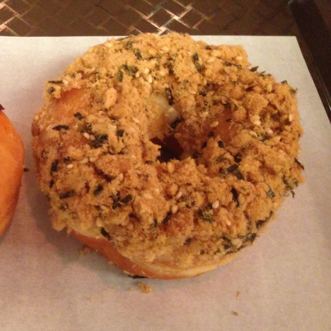 seaweed sesame pork floss donut from Dunkin' Donuts in Beijing