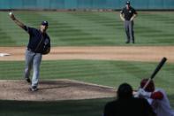 May 23, 2018; Washington, DC, USA; San Diego Padres starting pitcher Tyson Ross (38) pitches to Washington Nationals shortstop Wilmer Difo (1) in the fifth inning at Nationals Park. The Padres won 3-1. Mandatory Credit: Geoff Burke-USA TODAY Sports