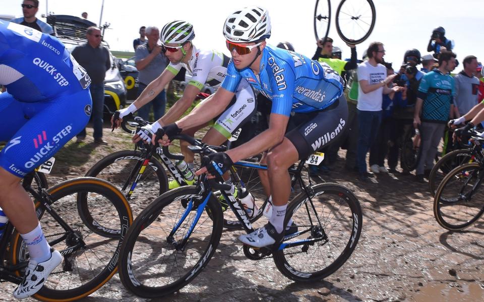 Goolaerts was airlifted to hospital after a heavy crash in the Briastre cobble sector - Velo