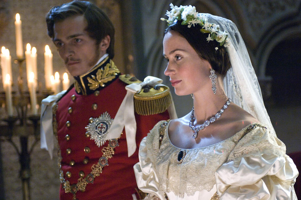 Queen Victoria and Prince Albert getting married in the movie