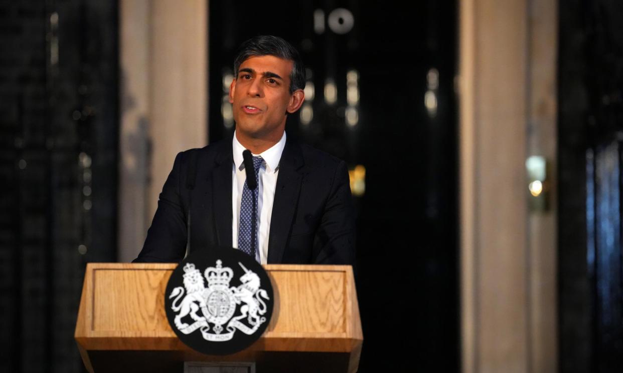 <span>Rishi Sunak at the press conference on 1 March when he warned of ‘a shocking increase in extremist disruption and criminality. What started as protests on our streets has descended into intimidation, threats and planned acts of violence.’</span><span>Photograph: Carl Court/Getty Images</span>