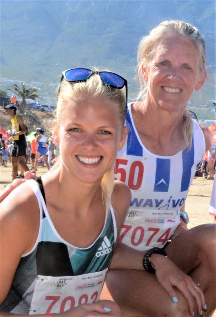 Dom Scott and her mother Renee in racing kits