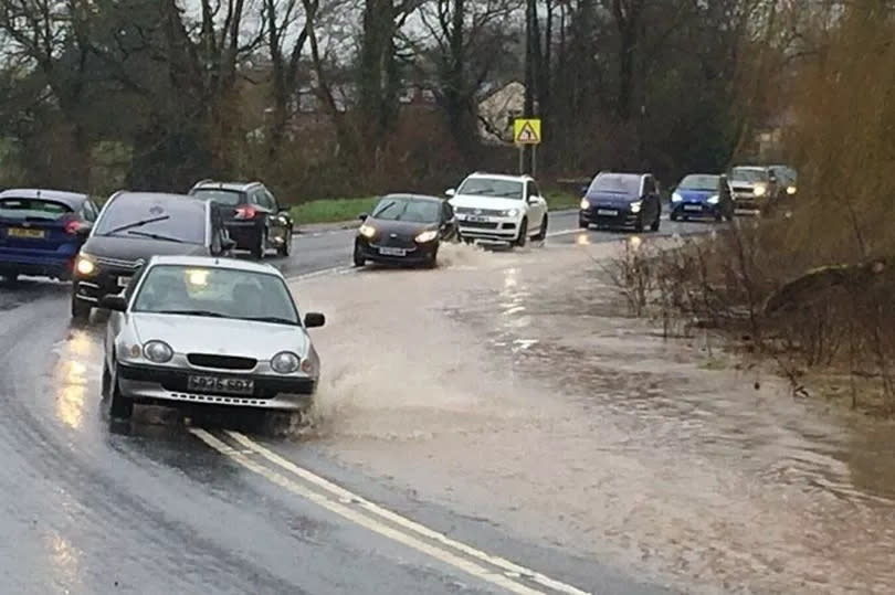 Flooding on the A38 at Willowbrook, near Wellington in Somerset, Saturday, Febraury 20, 2021