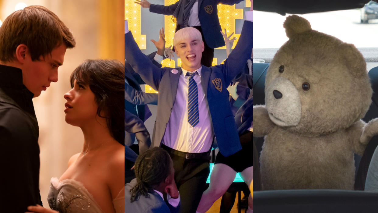 'Cinderella', 'Everybody's Talking About Jamie' and 'Ted 2' are all coming to Amazon Prime Video UK in September 2021. (Amazon/Universal)