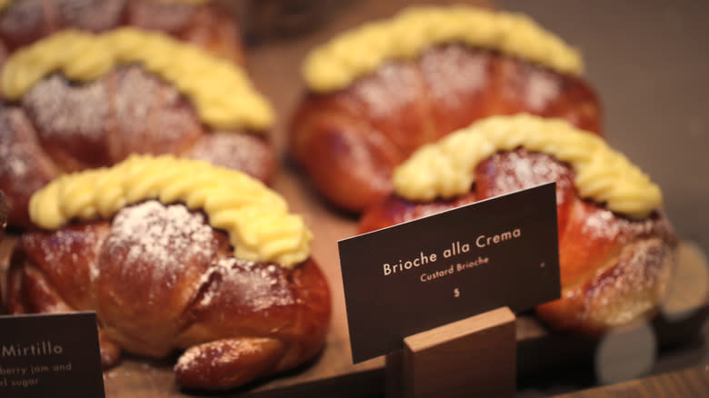 custard brioche pastry display