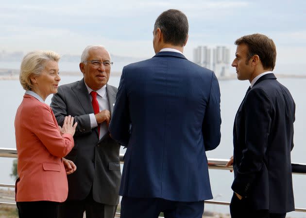 El presidente de Portugal, Antonio Costa; la presidenta de la Comisión Europea, Ursula von der Leyen; el presidente de España, Pedro Sánchez; y el presidente de Francia, Emmanuel Macron.
