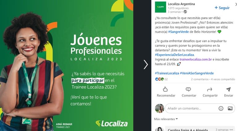 La empresa anunció la oferta laboral a través de LinkedIn.