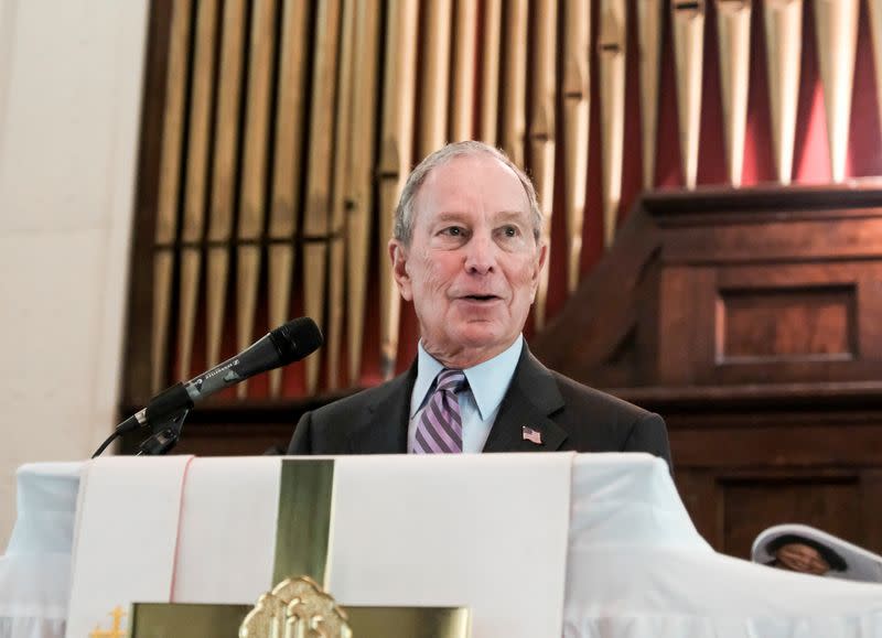 Presidential candidate Michael Bloomberg delivers remarks at a church service to commemorate the 55th anniversary of the "Bloody Sunday" march in Selma