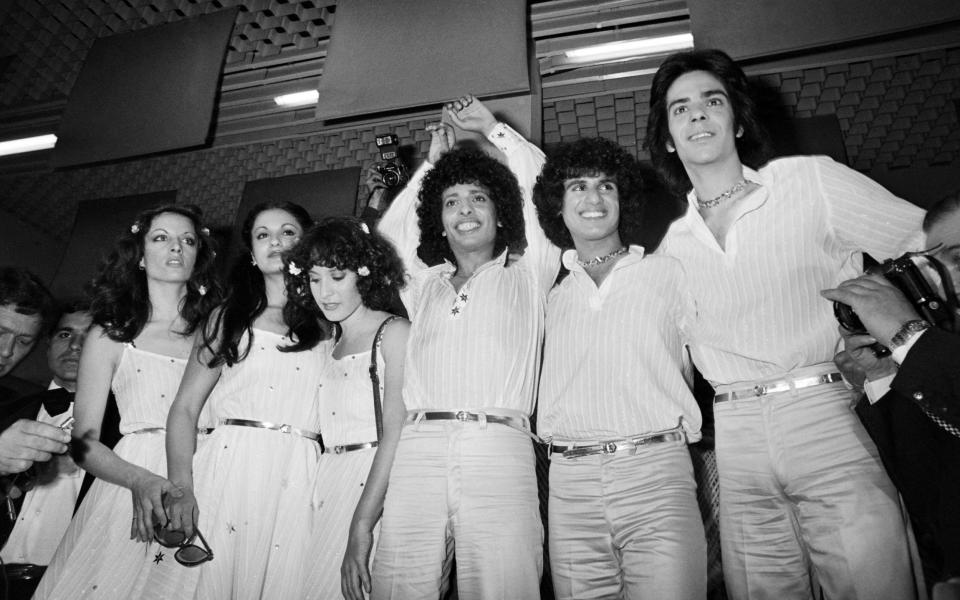 Izhar Cohen and his group Alphabeta, who won Eurovision for Israel in 1978