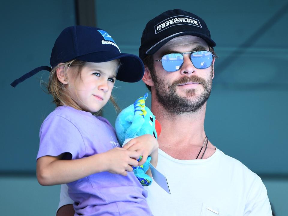 Chris Hemsworth holding daughter India Rose in April 2018.