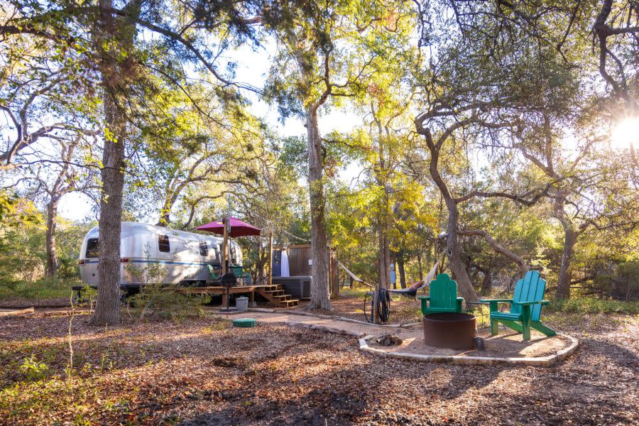 The Super Cute Retro Airstream short term rental located in Wimberley, Texas (Courtesy of Jennifer and Gregory)