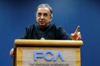 FCA CEO Sergio Marchionne addresses the media during a celebration of the production launch of the all-new 2017 Chrysler Pacifica minivan at the FCA Windsor Assembly plant in Windsor, Ontario, May 6, 2016. REUTERS/Rebecca Cook