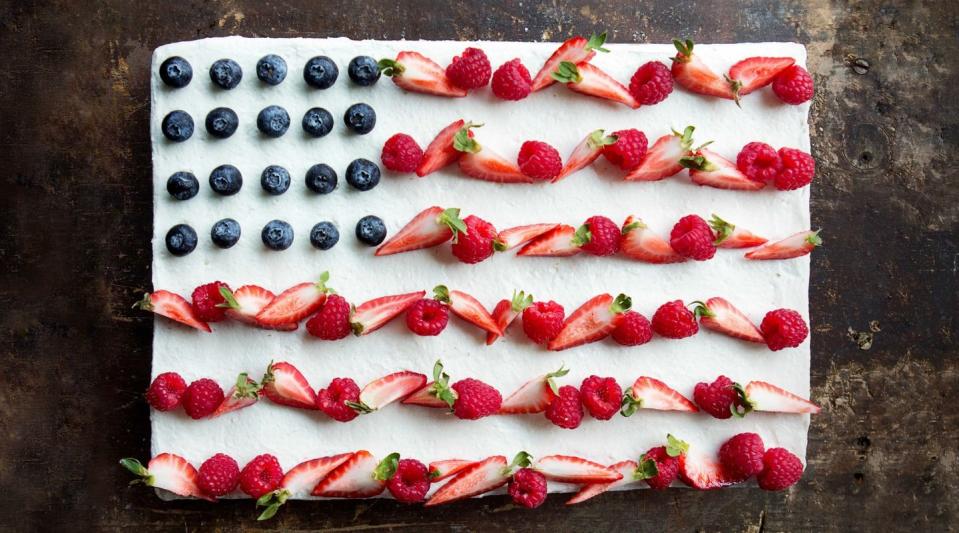 <p>Old Glory has never looked better.</p><p>Get the recipe from <a href="https://www.delish.com/cooking/recipe-ideas/recipes/a42975/flag-cake/" rel="nofollow noopener" target="_blank" data-ylk="slk:Delish;elm:context_link;itc:0;sec:content-canvas" class="link ">Delish</a>.</p>