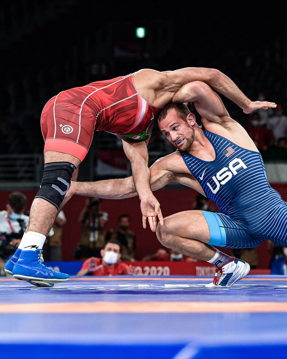 Penn State grad David Taylor, pictured in 2021, will compete in the U.S. Olympic Wrestling Team Trials.