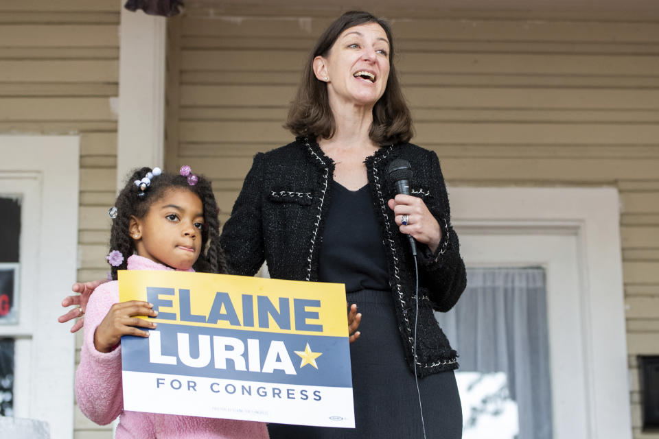 Rep. Elaine Luria, D-Va., speaks at an event on Oct. 30, 2022 in Suffolk, Va. Luria is spending the closing days of her reelection campaign in the new parts of her Virginia district to gain the support of Black residents whose votes could well determine if she gets a third term. (AP Photo/Mike Caudill, File)