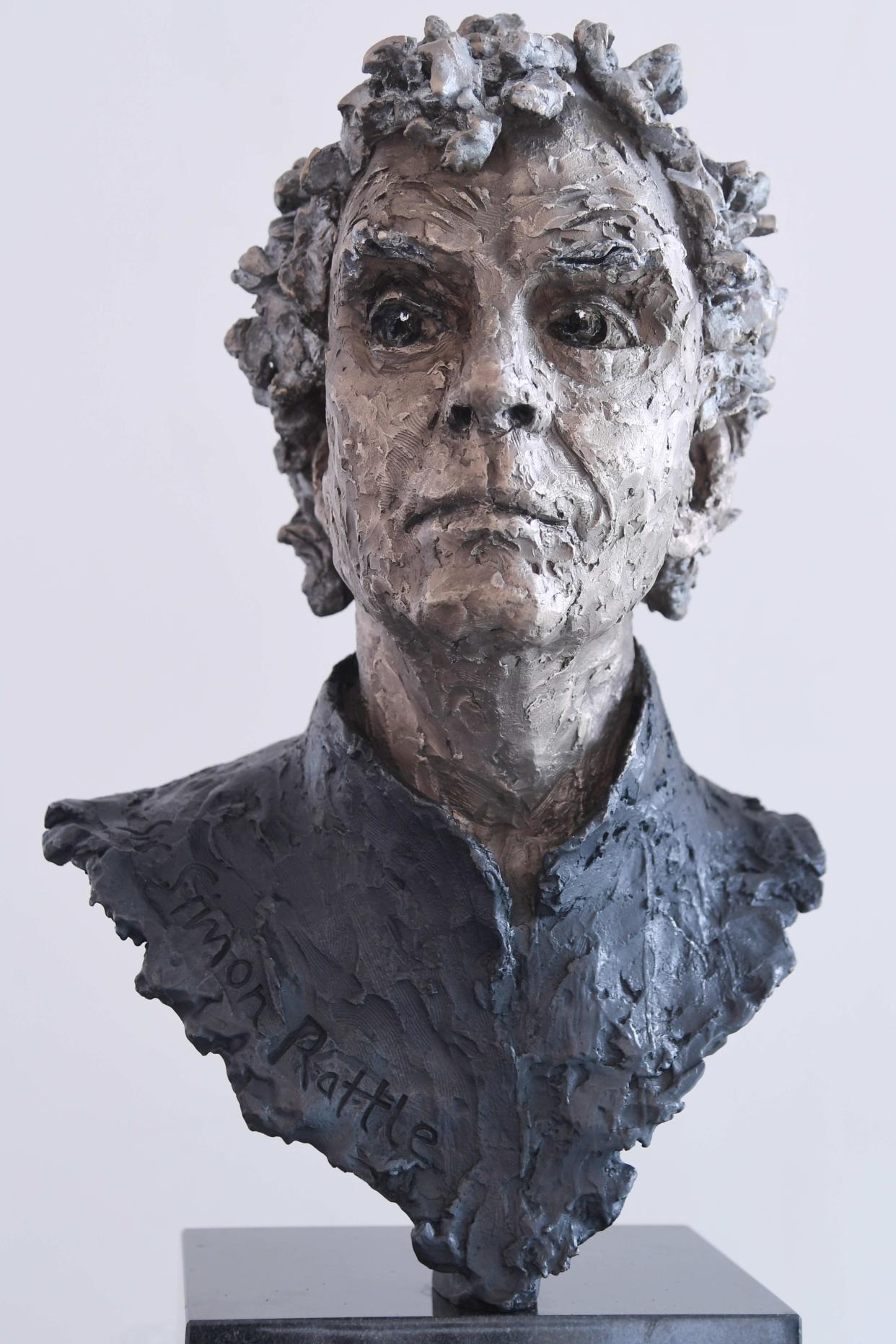 The sculpture will be unveiled on June 15 before Sir Simon conducts his final concert as the London Symphony Orchestra’s (LSO) music director (Sophie Dunne/PA)