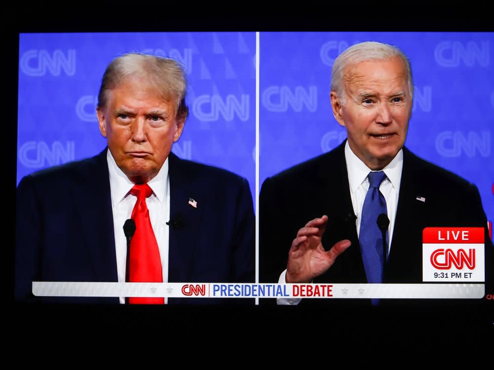 Donald Trump (l.) und Joe Biden duellierten sich via CNN. (Bild: imago/SOPA Images)