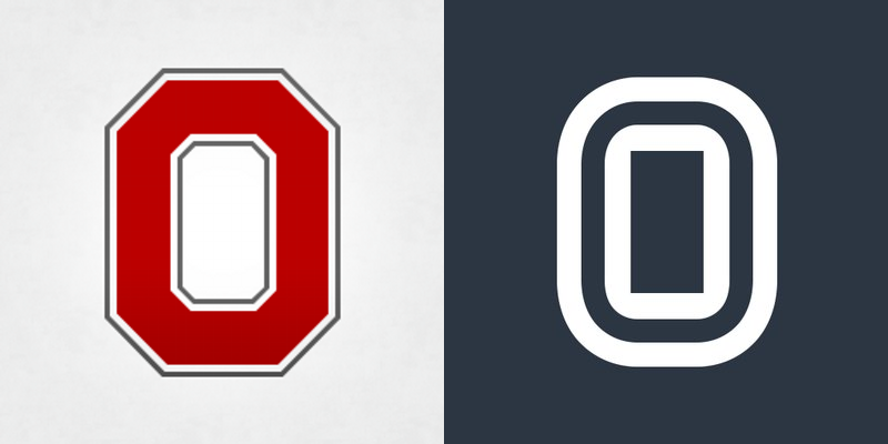 Ohio State's block "O" compared to Overtime's logo