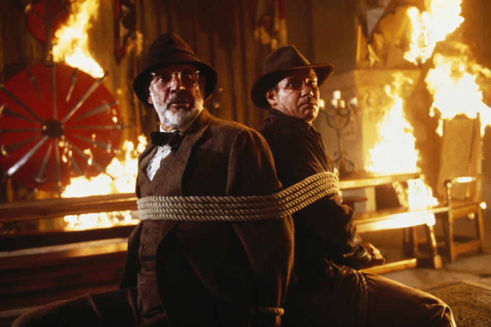 Connery and Harrison Ford in Indiana Jones and the Last Crusade, directed by Steven Spielberg.