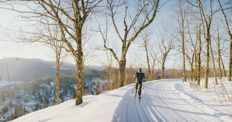 Nick Mahood, director of the Woodstock Nordic Center in Woodstock, Vermont, makes his way along a trail.