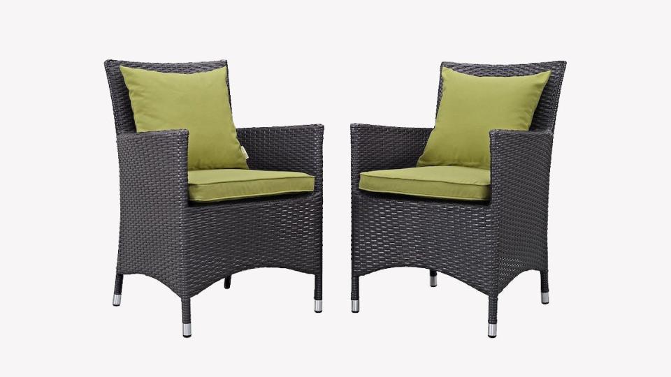 This rattan chair set is just what your patio needs.