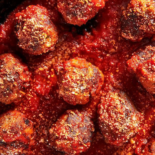 <p>A good meatball should be packed with flavour and tender throughout. Although the process can be a labour of love, making them from scratch is really easy. </p><p>Get the <a href="https://www.delish.com/uk/cooking/recipes/a29185626/italian-meatball-recipe/" rel="nofollow noopener" target="_blank" data-ylk="slk:Italian Meatballs;elm:context_link;itc:0;sec:content-canvas" class="link ">Italian Meatballs</a> recipe.</p>
