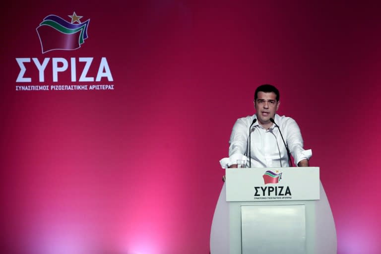 Greek Prime Minister Alexis Tsipras delivers a speech at the Syriza party's central committee in Athens on July 30, 2015