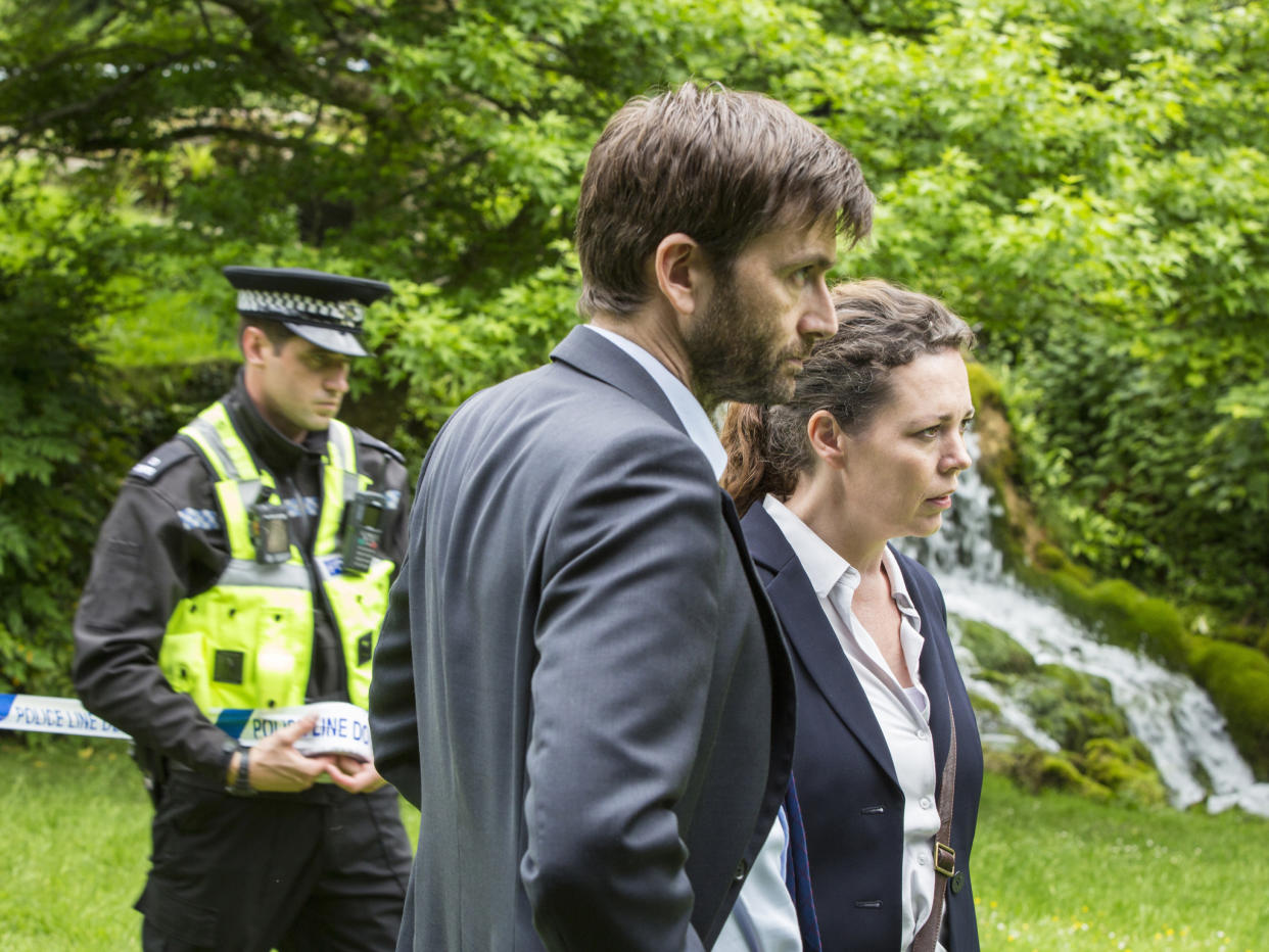 DI Alec Hardy (David Tennant) and DS Ellie Miller (Olivia Colman) working on the new case: Sister Pictures