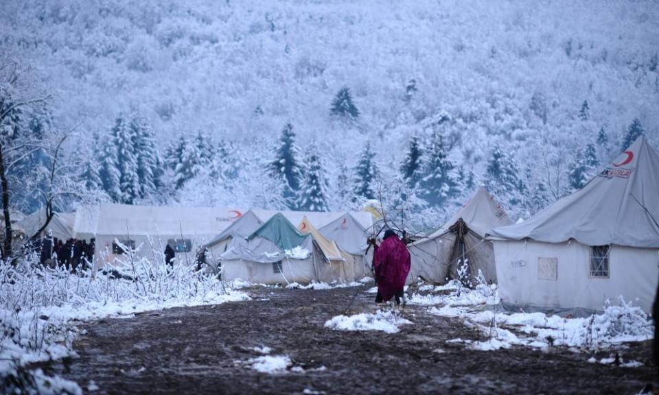 View of camp near Bihać in Bosnia-Herzegovina where irregular migrants who were not allowed to cross the Croatian border are sent.