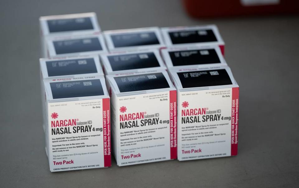 The Valley Streetz Harm Reduction program provides naloxone and other care items for clients in Modesto, Calif., Friday, April 12, 2024.