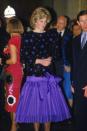 <p>At a dinner in Italy, 1985. Wearing Jacques Azagury.</p>