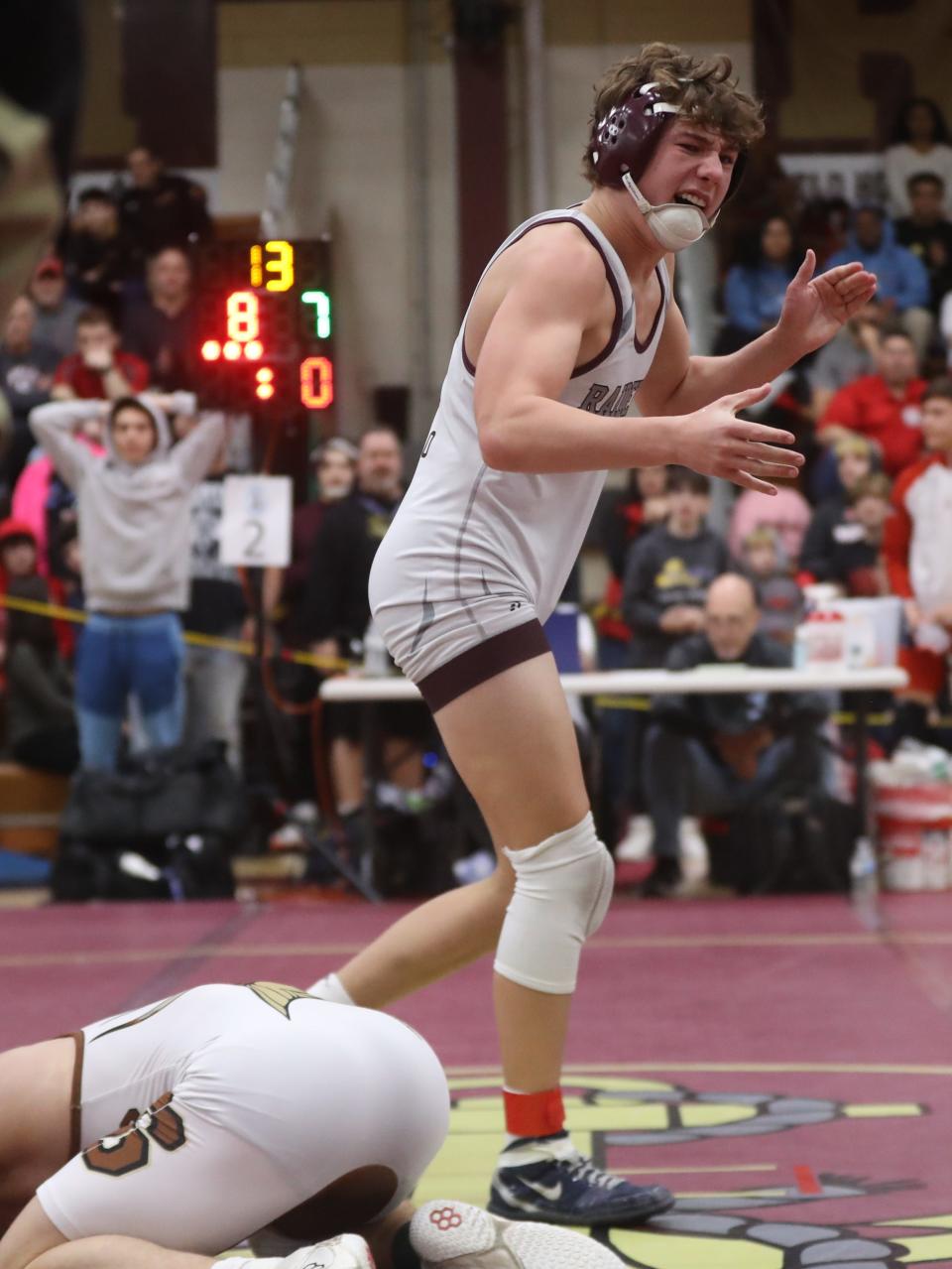 Thomas Iasiello of Scarsdale defeated Gregory Casvikes of Clarkstown South in the 138 pound championship during the Section 1 Division 1 Wrestling Championships at Arlington High School in Lagrangeville Feb. 12, 2023.