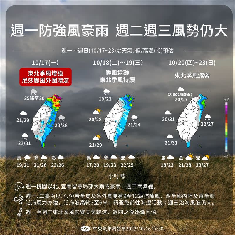 北部何時可看到陽光？中央氣象局指出：「19、20日最有機會！」（圖／中央氣象局提供）