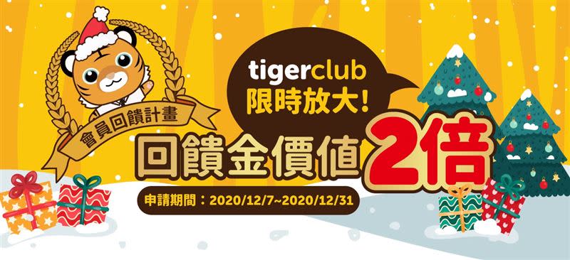 tigerclub會員回饋金延展，500點以上再享2倍送。（圖／台灣虎航提供）