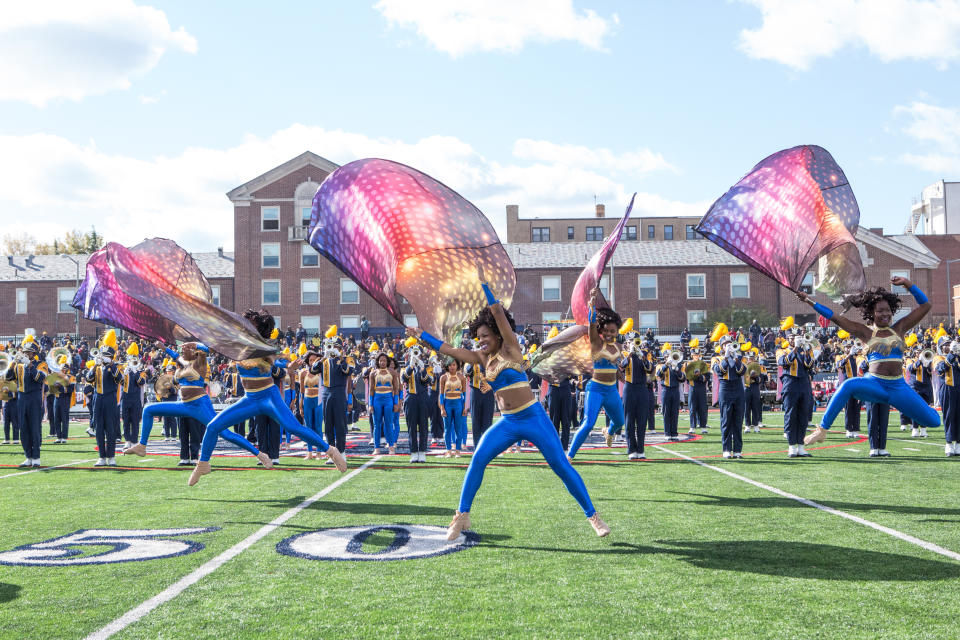 HBCU North Carolina A&T&#39;s marching band performs during halftime of Howard University&#39;s 93rd annual Homecoming game on Saturday at Greene Stadium on campus in Washington, DC. 