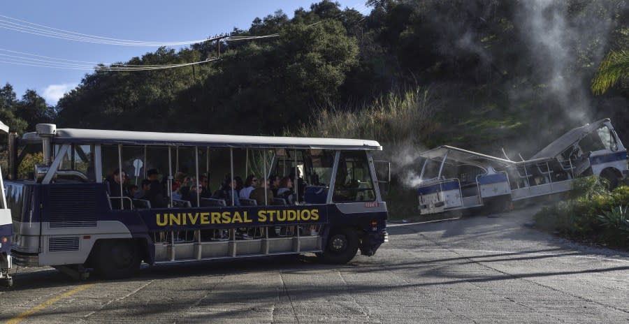 UNIVERSAL CITY, CA – FEBRUARY 12: The studio tram tour passes an old tram as it enters King Kong 360 3-D at Universal Studios Hollywood in Universal City on Monday, Feb 12, 2018. (Photo by Jeff Gritchen/Digital First Media/Orange County Register via Getty Images)