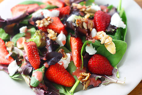 Strawberry Salad with Candied Almonds and Strawberries Vinaigrette