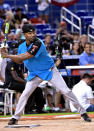 <p>Batter up! Jamie Foxx certainly looked the part at the 2017 MLB All-Star Legends and Celebrity Softball game. We’re sure Katie Holmes approves, too. (Photo: Gustavo Caballero/Getty Images) </p>