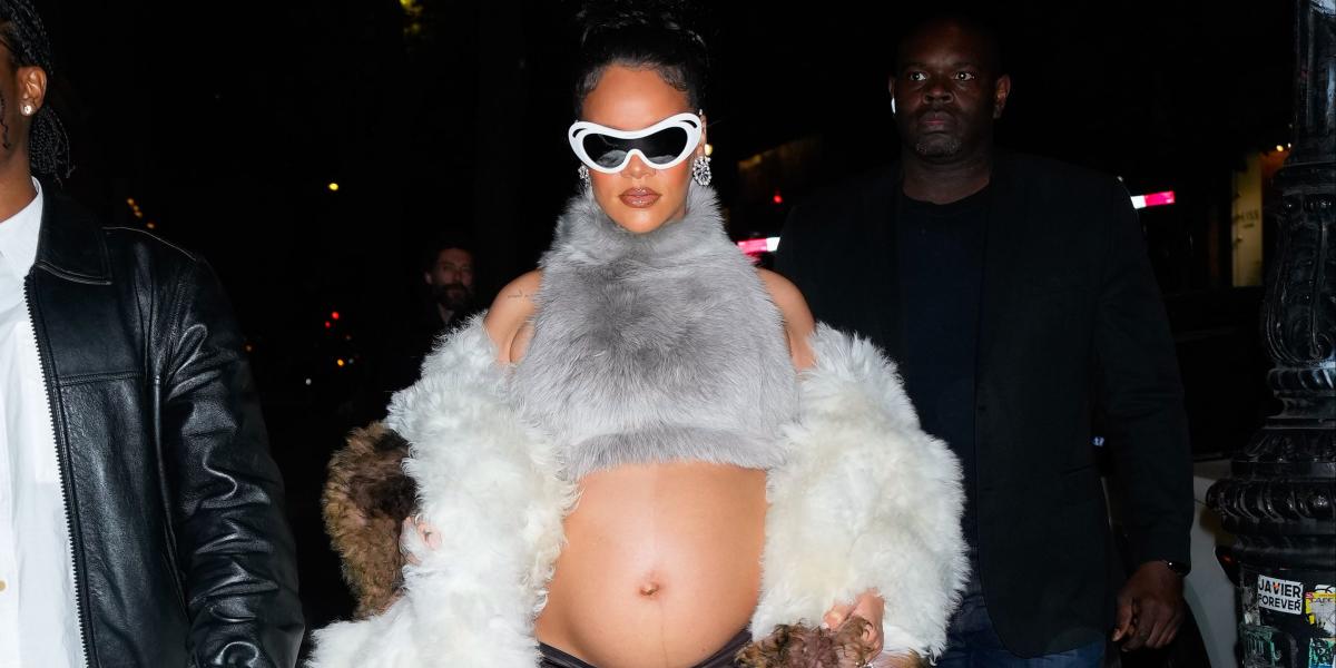 Rihanna shows baby bump in black leather jacket in new campaign