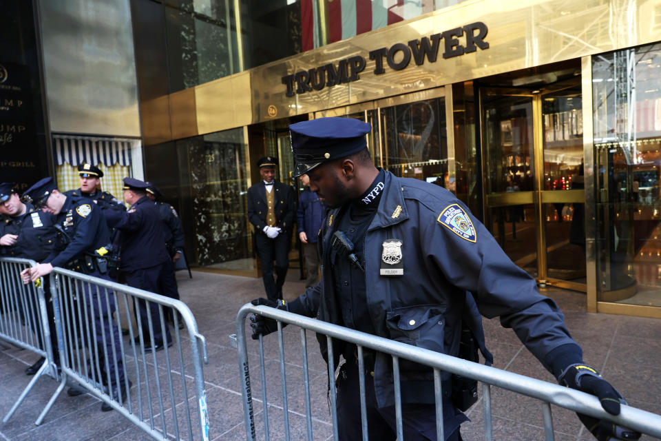 The NYPD in front of Trump Tower.