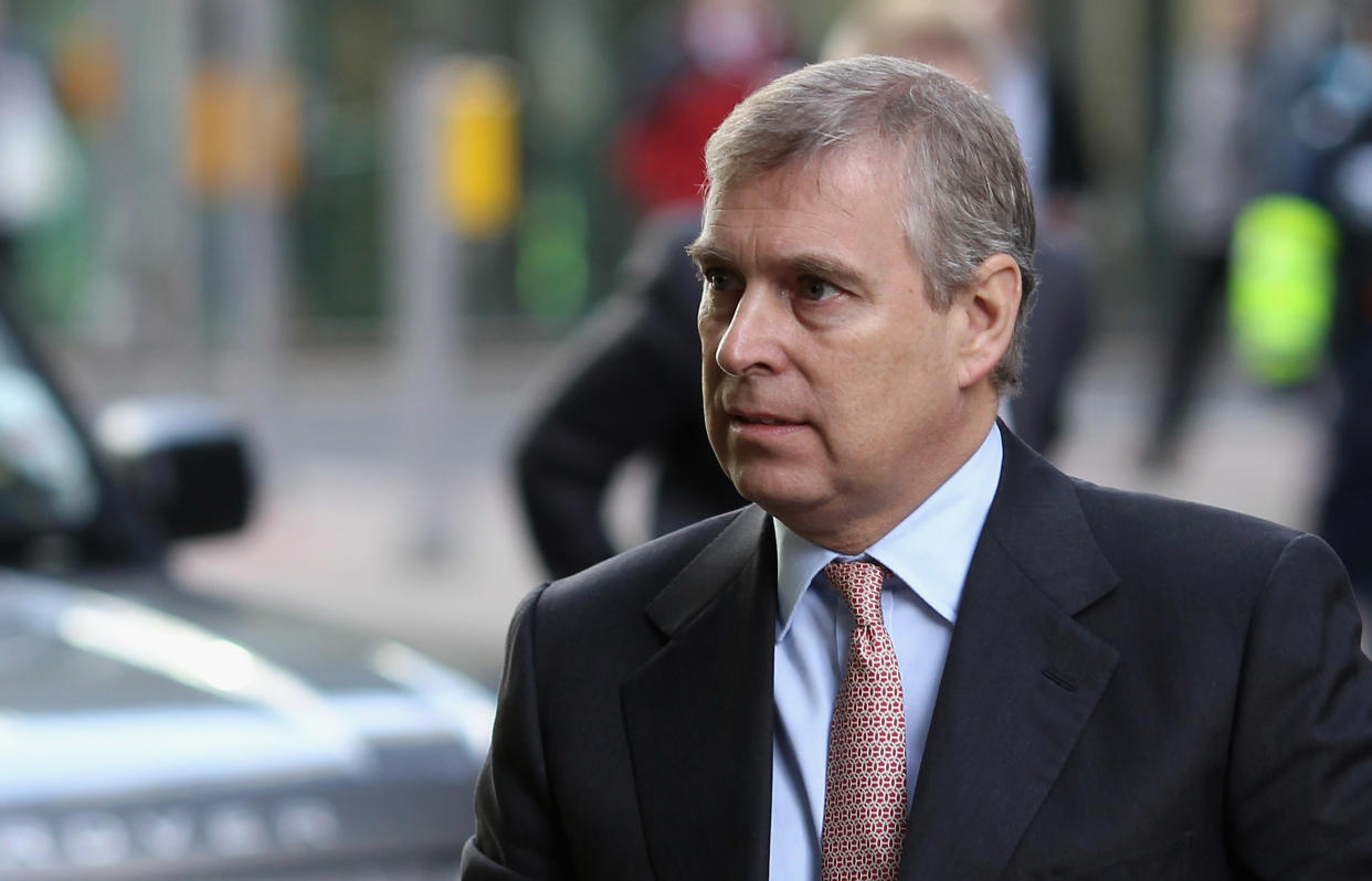  LONDON, ENGLAND - MARCH 07: Prince Andrew The Duke of York arrives at the Headquarters of CrossRail in Canary Wharf on March 7, 2011 in London, England. Prince Andrew is under increasing pressure after a series of damaging revelations about him, including criticism over his friendship with convicted sex offender Jeffrey Epstein, an American financier surfaced. (Photo by Dan Kitwood/Getty Images)
