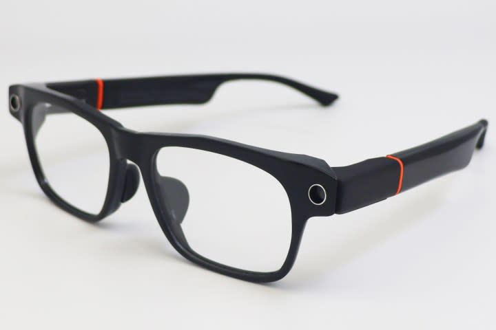 A promotional image of the Solos AirGo Vision smart glasses.