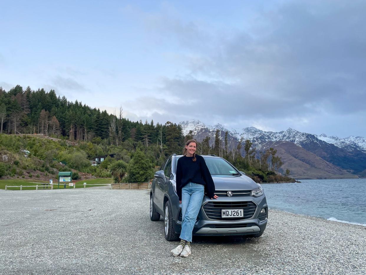 The author in front of her rental in Queenstown, New Zealand.