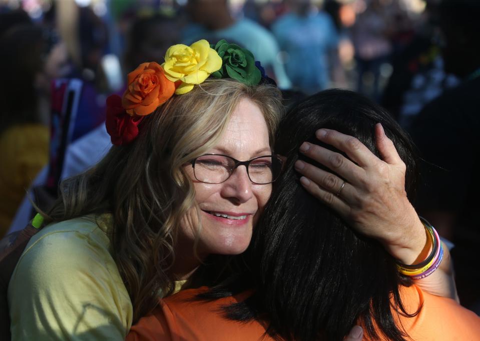 Robin Parker of Free Mom Hugs participated in the Kentuckiana Pride Festival.June 18, 2022