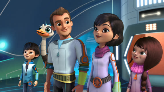 The whole Callisto family gathers on the starship before an adventure in "Miles from Tomorrowland."