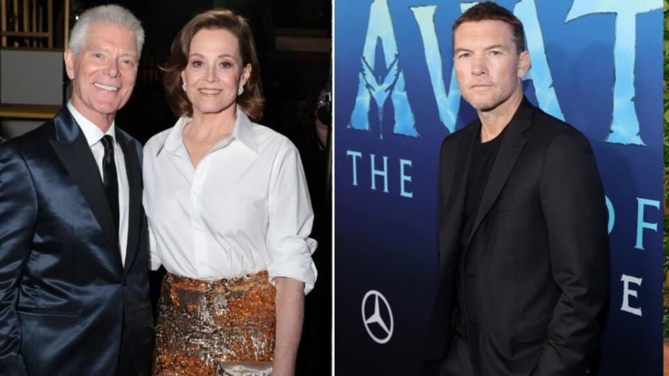 Stars Stephen Lang, Sigourney Weaver and Sam Worthington attend the U.S. premiere of “Avatar: The Way of Water” in Hollywood. (Courtesy 20th Century Studios)