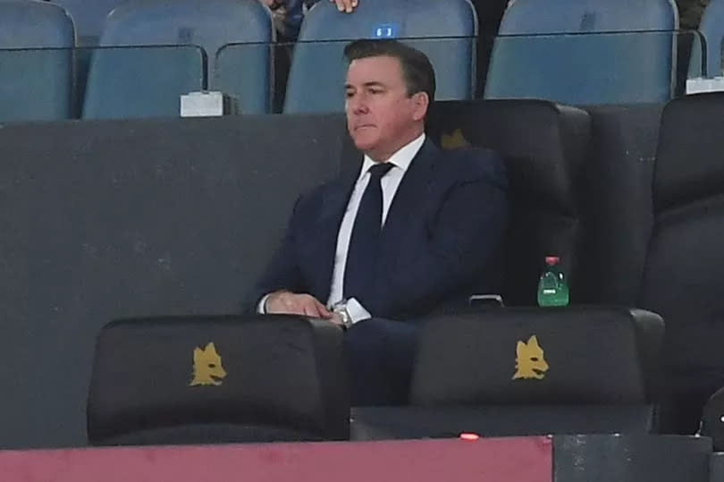 ROME, ITALY - MARCH 17:  AS Roma President Dan Friedkin sits in the stands during the Serie A TIM match between AS Roma and US Sassuolo at Stadio Olimpico on March 17, 2024 in Rome, Italy. (Photo by Silvia Lore/Getty Images)