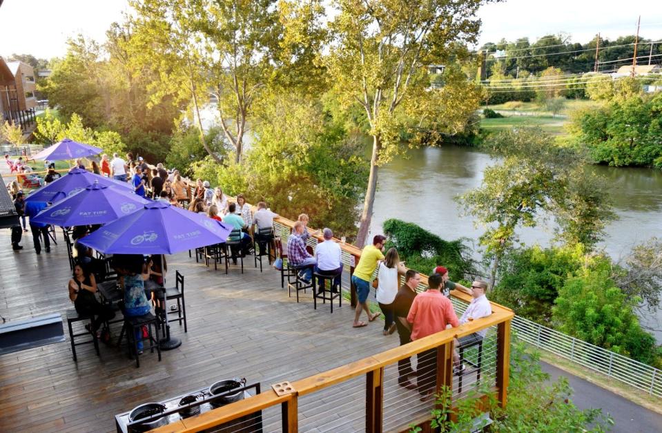 New Belgium Brewing is at 21 Craven St. in Asheville and offers optimal views of the French Broad River.