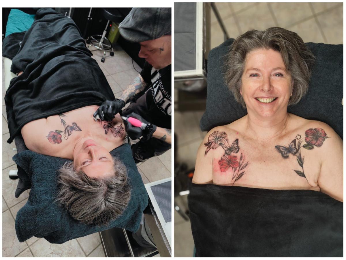 Mum who battled breast cancer gets beautiful optical illusion bra tattoo