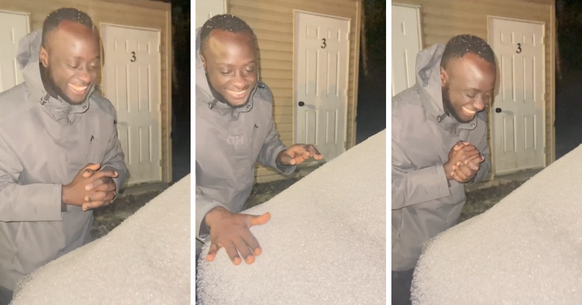 A heartwarming clip of a newcomer experiencing snow in Canada for the first time is melting hearts across TikTok.